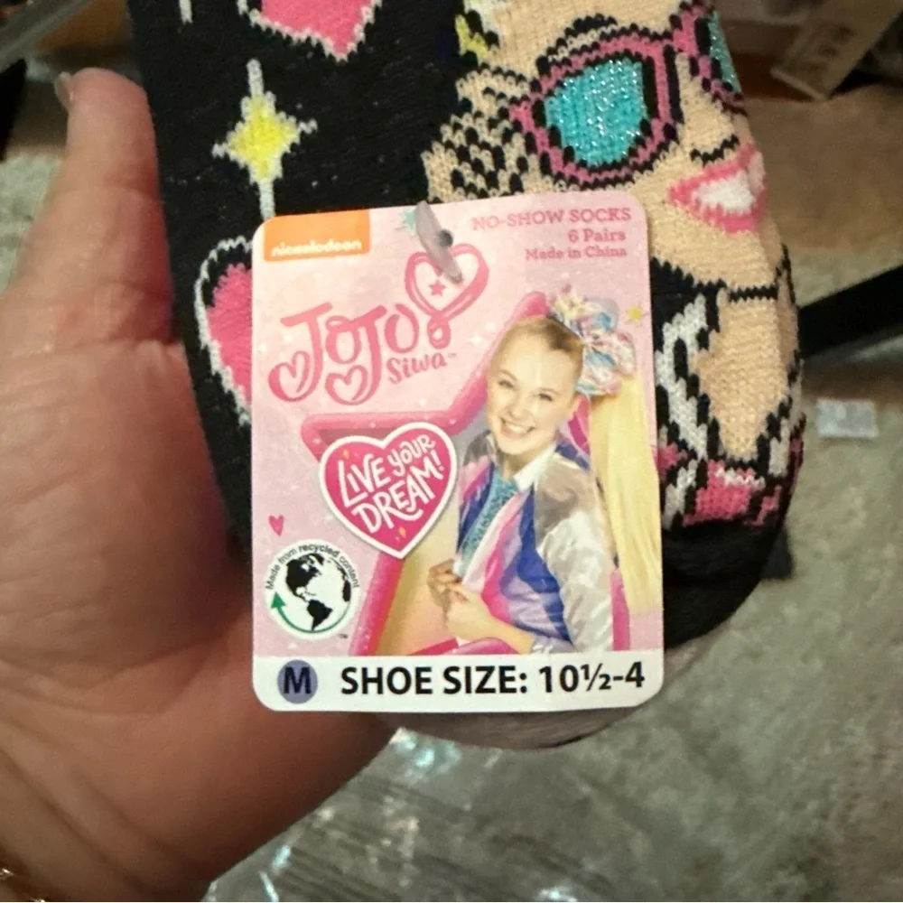 JoJo Siwa Pink and Black No-Show Socks